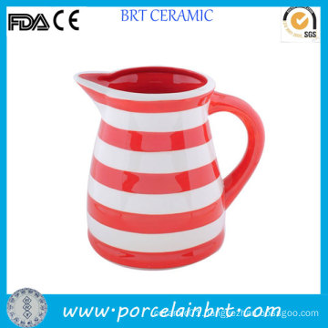 Red and White Striated Huge Ceramic Water Jug